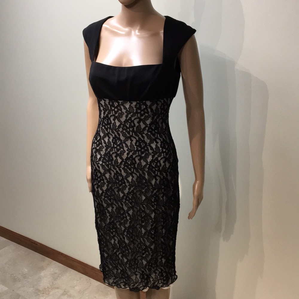 David Meister black lace dress